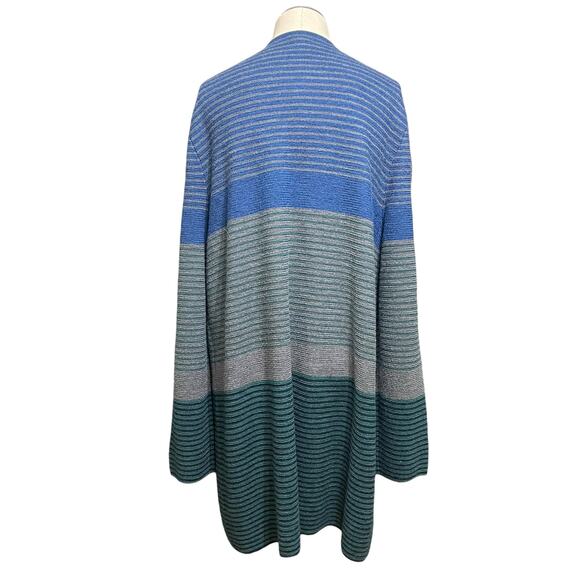 Talbots Womens Stripe Heavy Pure Merino Wool Open Front Duster Cardigan Sz XL - Picture 7 of 12